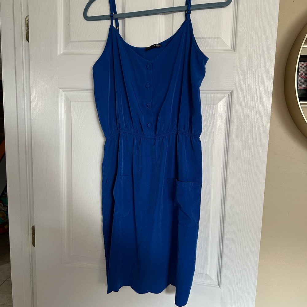 Aqua Vibrant Blue Button-Front Dress